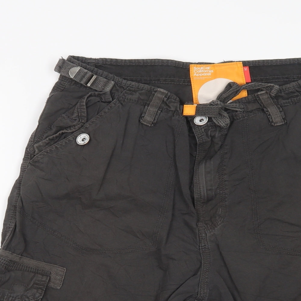 SoulCal Mens Brown  Cotton Cargo Shorts Size 34 in L14 in Regular Button