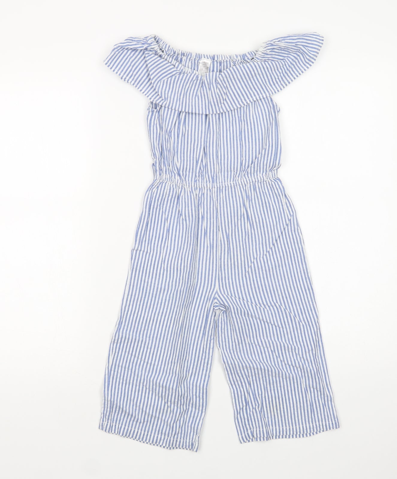 Dunnes Stores Girls Blue Striped Cotton Jumpsuit One-Piece Size 5 Years  Pullover