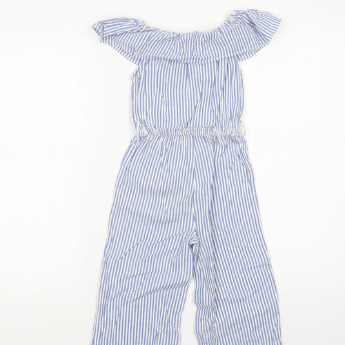 Dunnes Stores Girls Blue Striped Cotton Jumpsuit One-Piece Size 5 Years  Pullover