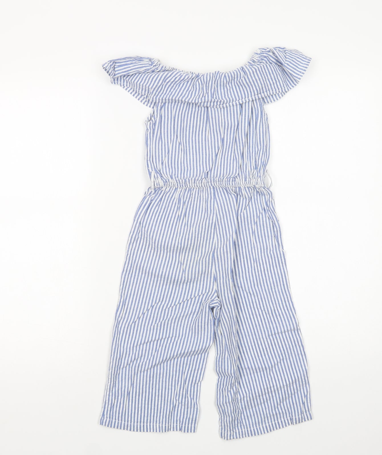 Dunnes Stores Girls Blue Striped Cotton Jumpsuit One-Piece Size 5 Years  Pullover