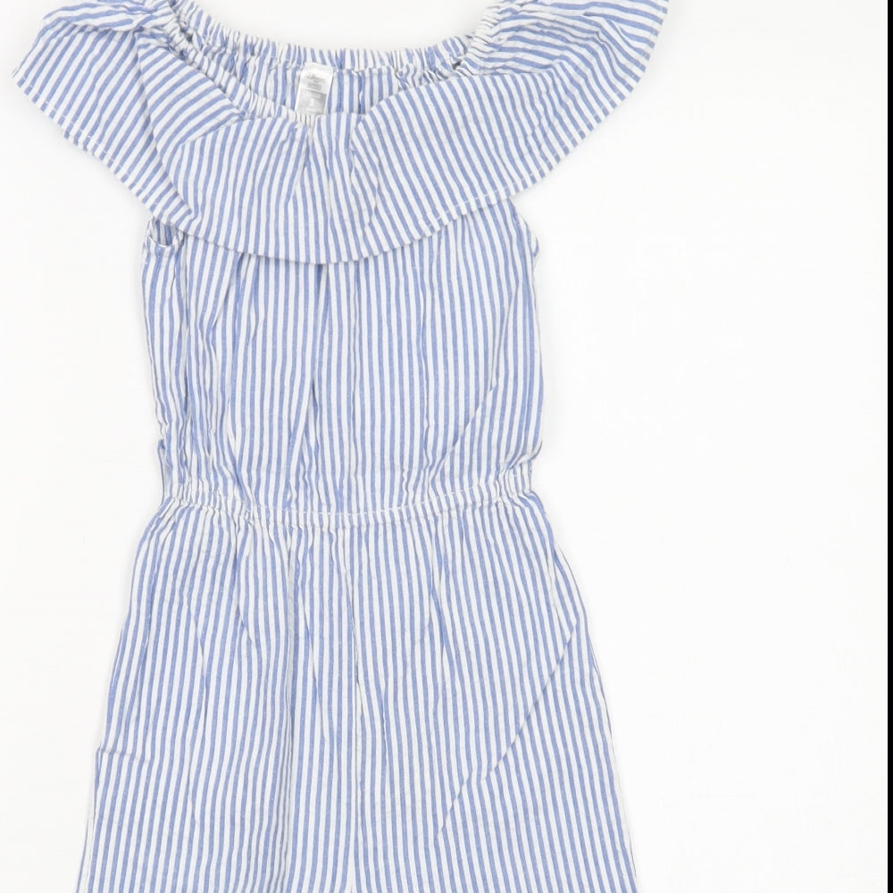 Dunnes Stores Girls Blue Striped Cotton Jumpsuit One-Piece Size 5 Years  Pullover