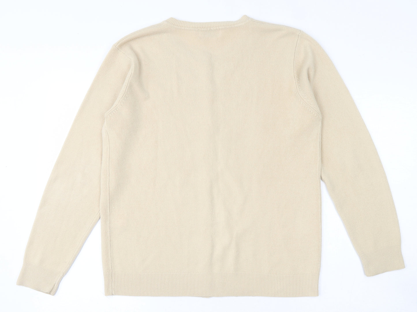 Bonmarché Womens Beige Round Neck  Acrylic Cardigan Jumper Size M