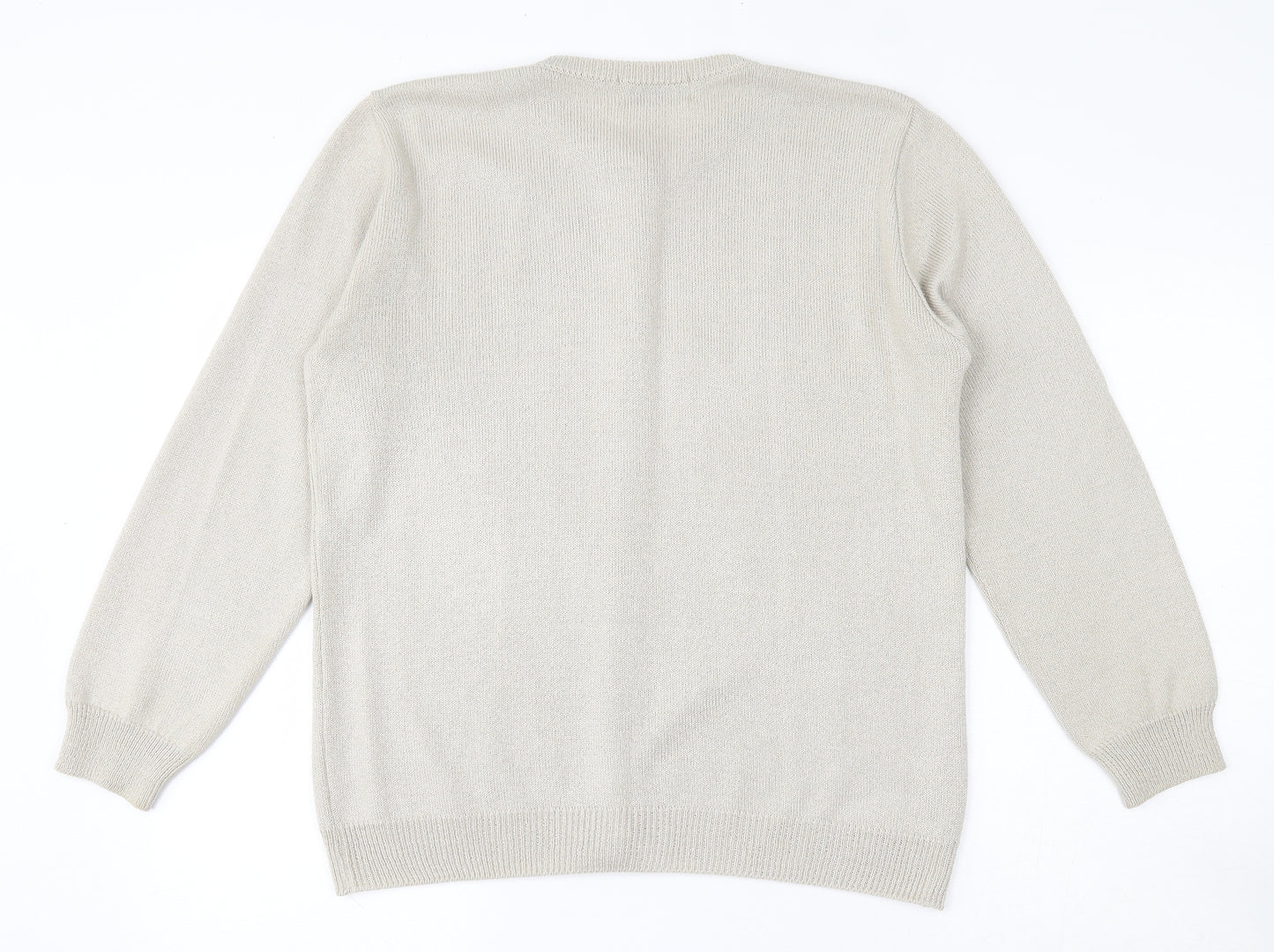 Keeno  Womens Beige Round Neck  Acrylic Cardigan Jumper Size 8