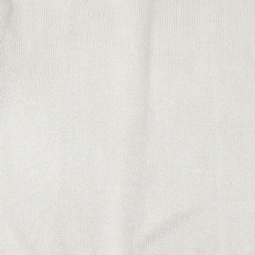 Keeno  Womens Beige Round Neck  Acrylic Cardigan Jumper Size 8
