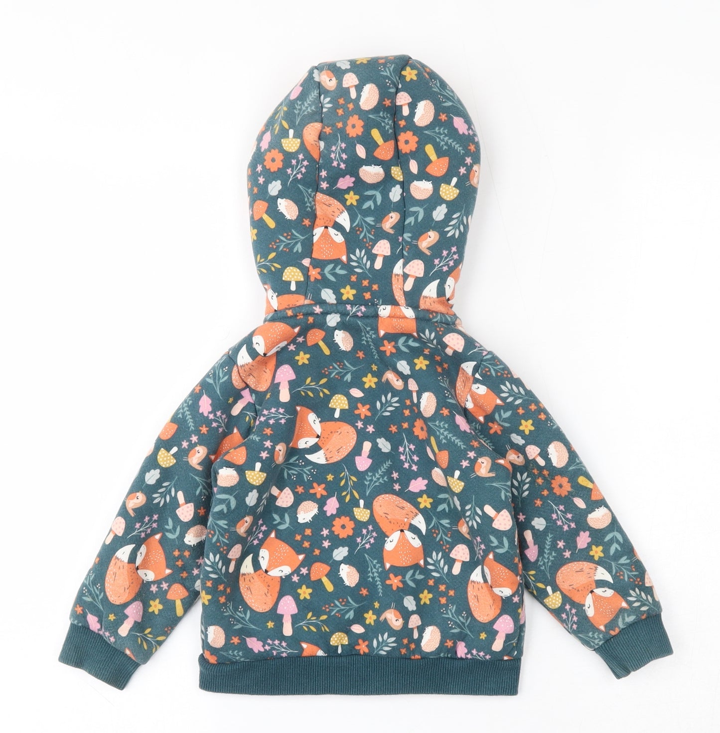 TU Girls Green Geometric Polyester Full Zip Jumper Size 18-24 Months  Zip