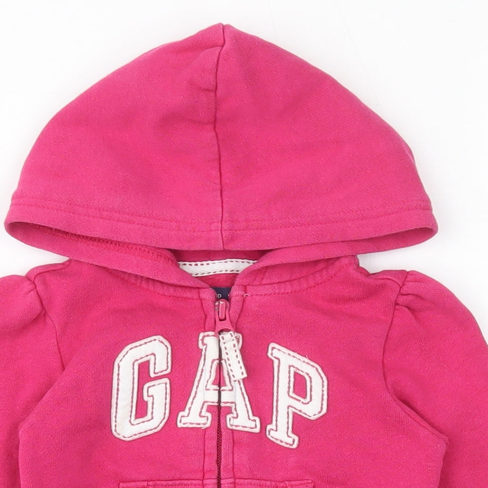 Gap Girls Pink  Cotton Full Zip Jumper Size 12-18 Months  Zip