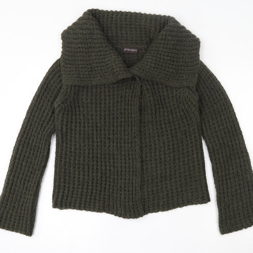 Principles Womens Green Roll Neck  Wool Cardigan Jumper Size 12
