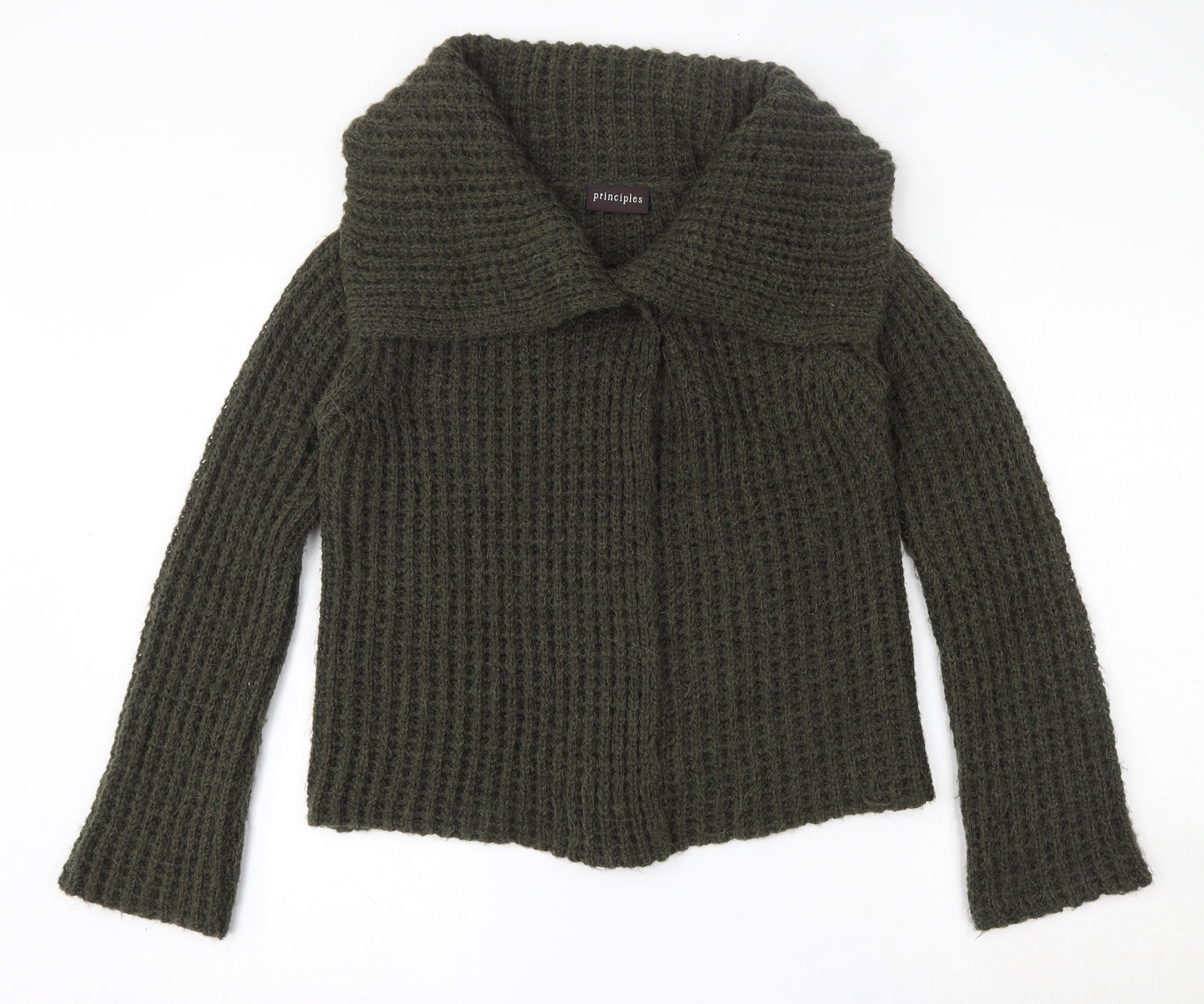 Principles Womens Green Roll Neck  Wool Cardigan Jumper Size 12