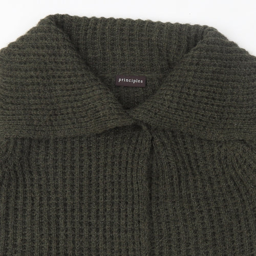 Principles Womens Green Roll Neck  Wool Cardigan Jumper Size 12