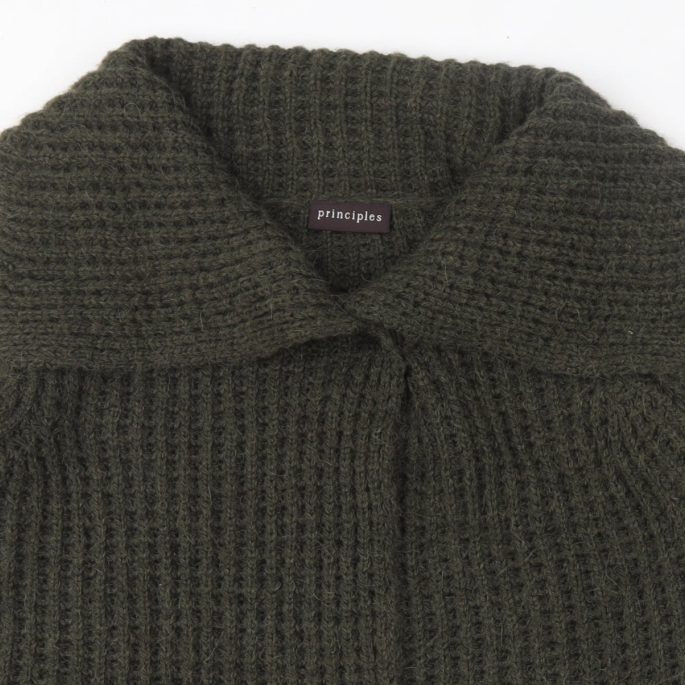 Principles Womens Green Roll Neck  Wool Cardigan Jumper Size 12