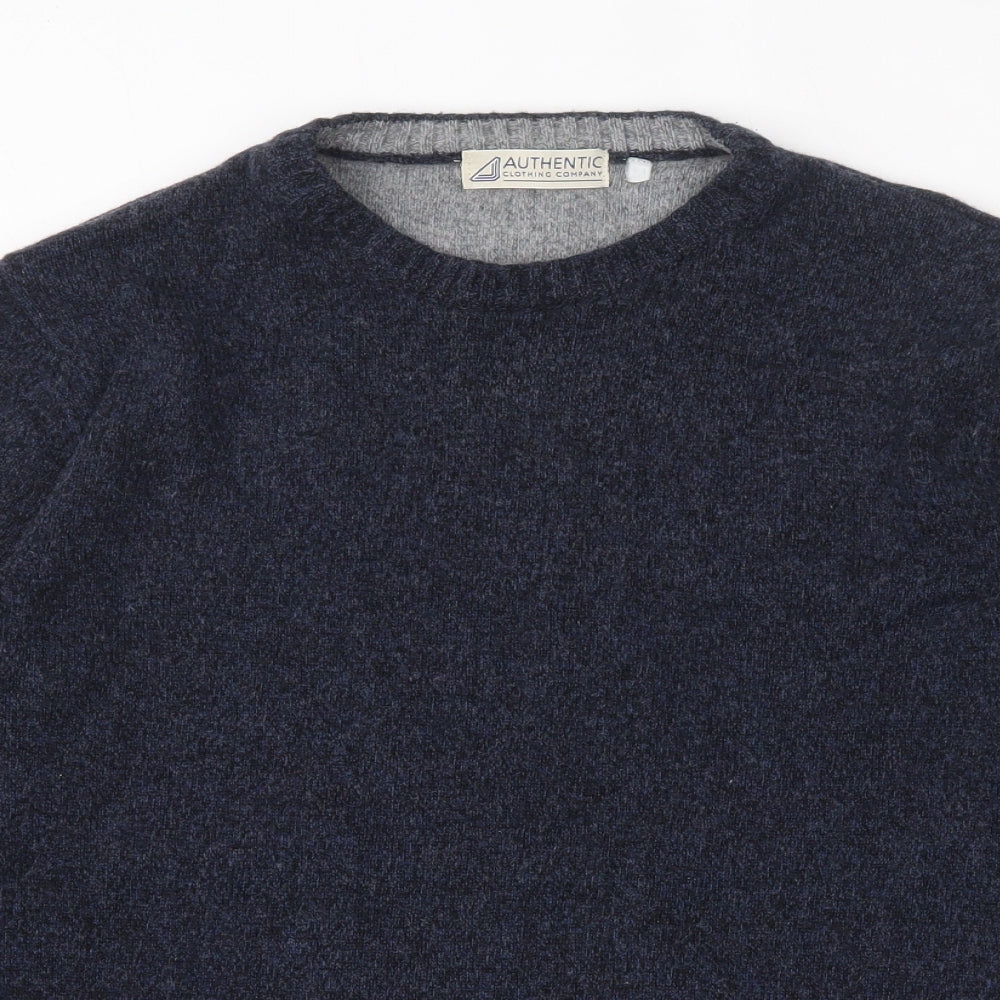 Authentic Clothing Company Mens Blue Round Neck  Cotton Pullover Jumper Size M