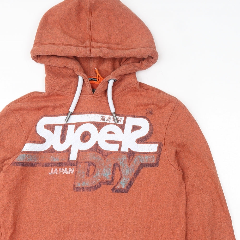Superdry Mens Orange  Cotton Pullover Hoodie Size M