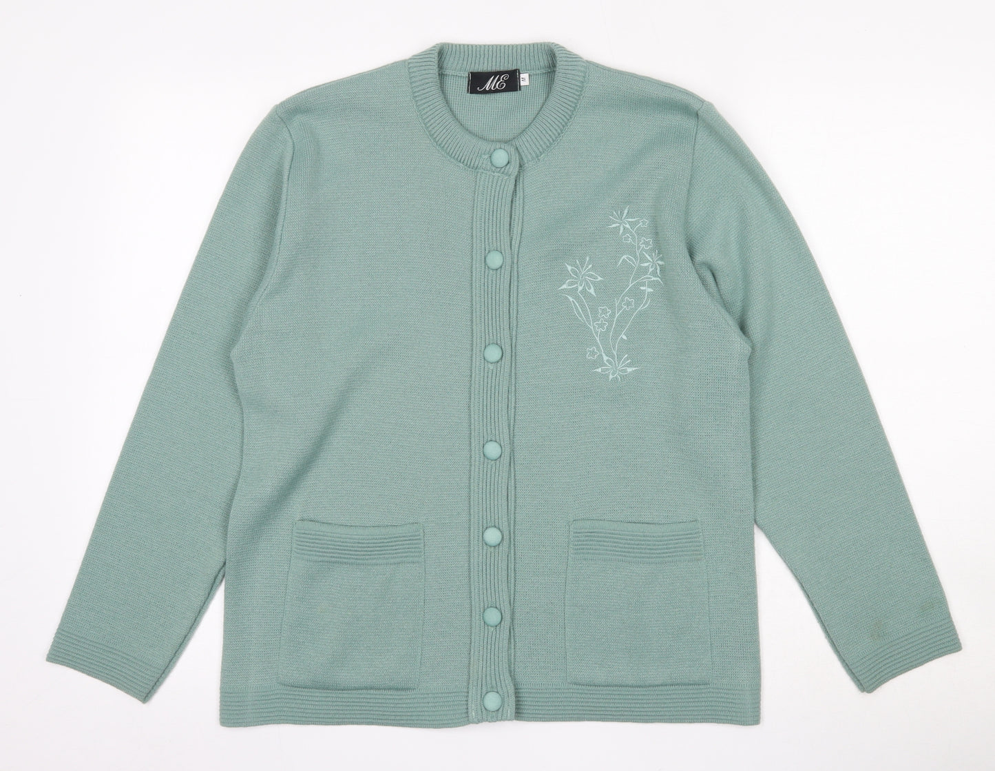 ME Womens Green Round Neck  Polyester Cardigan Jumper Size M