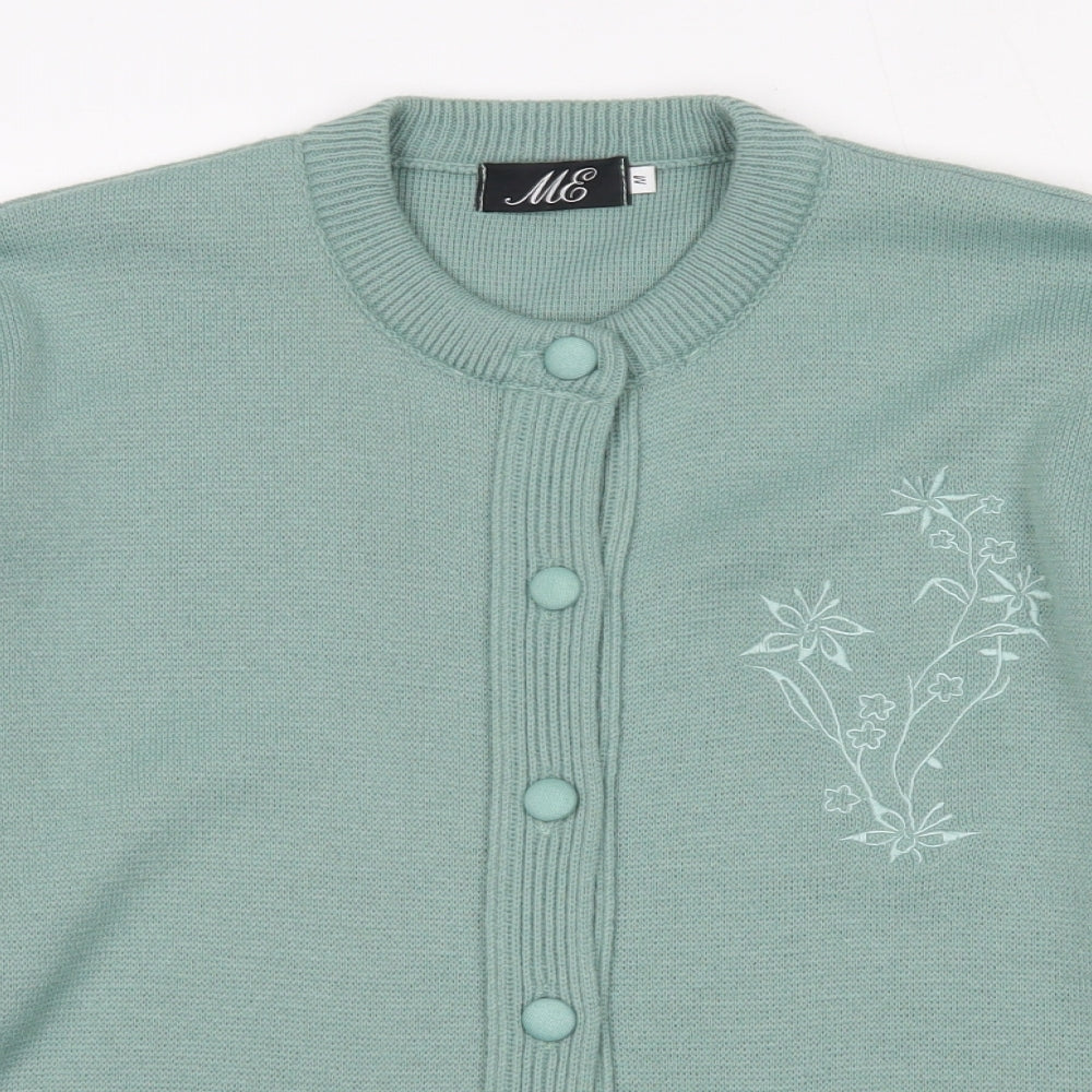 ME Womens Green Round Neck  Polyester Cardigan Jumper Size M