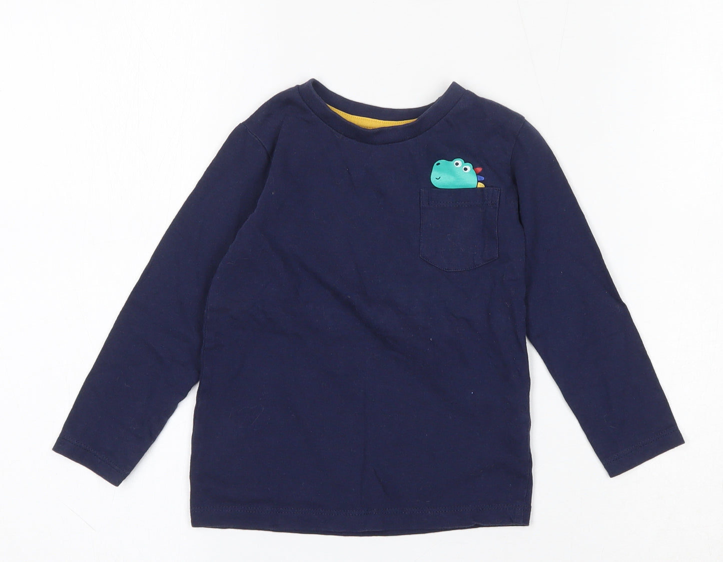 Dunnes Stores Boys Blue  100% Cotton Basic T-Shirt Size 18-24 Months Round Neck