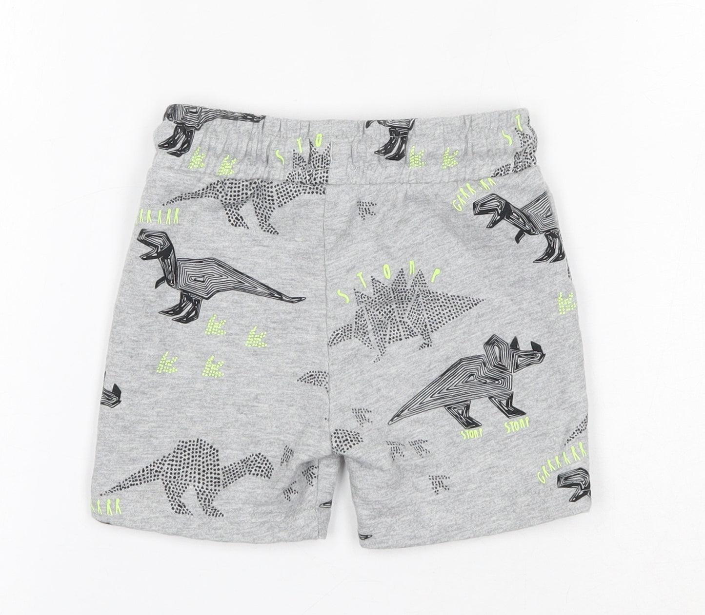 F&F  Grey Geometric Cotton Jogger Trousers Size 12-18 Months  Drawstring