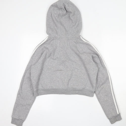 adidas Womens Grey  Cotton Full Zip Hoodie Size 16  Zip - cropped