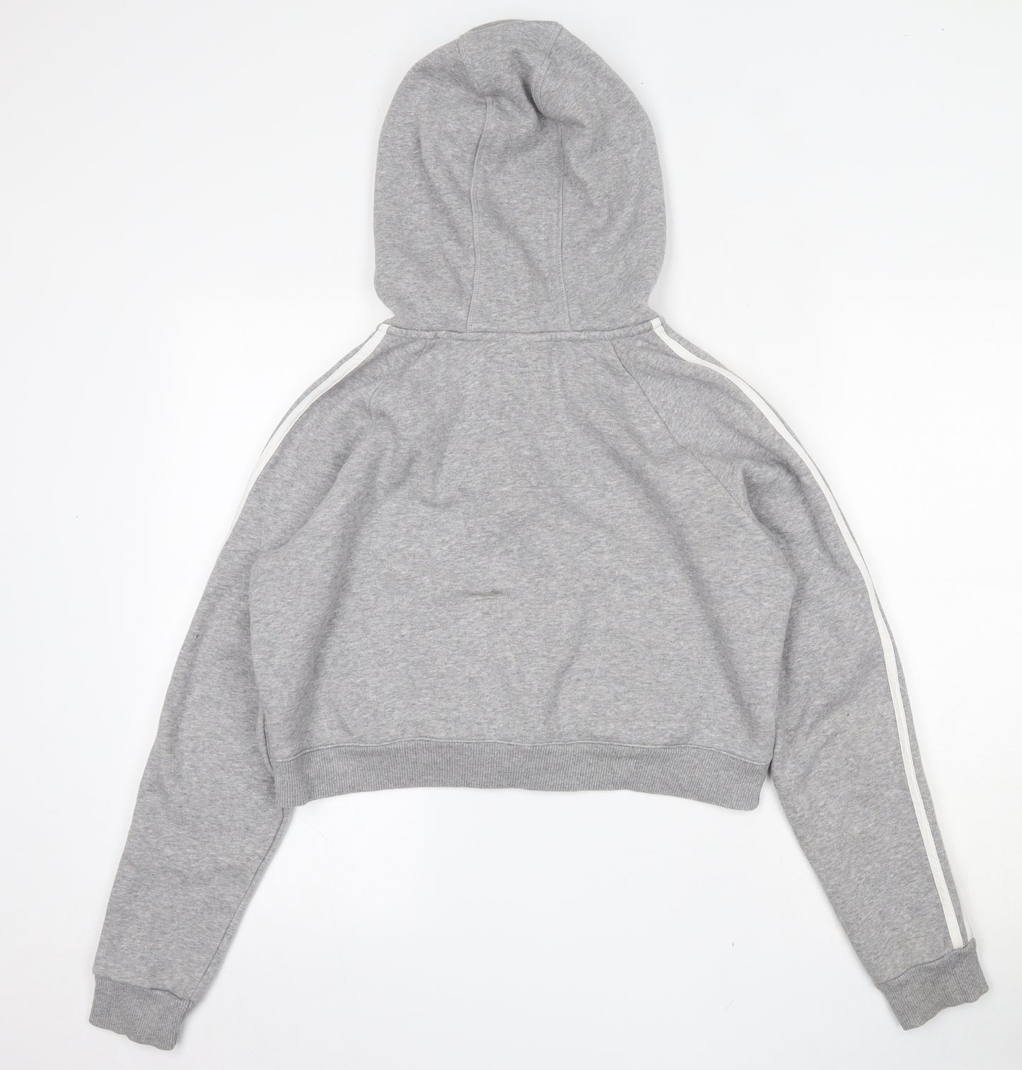 adidas Womens Grey  Cotton Full Zip Hoodie Size 16  Zip - cropped