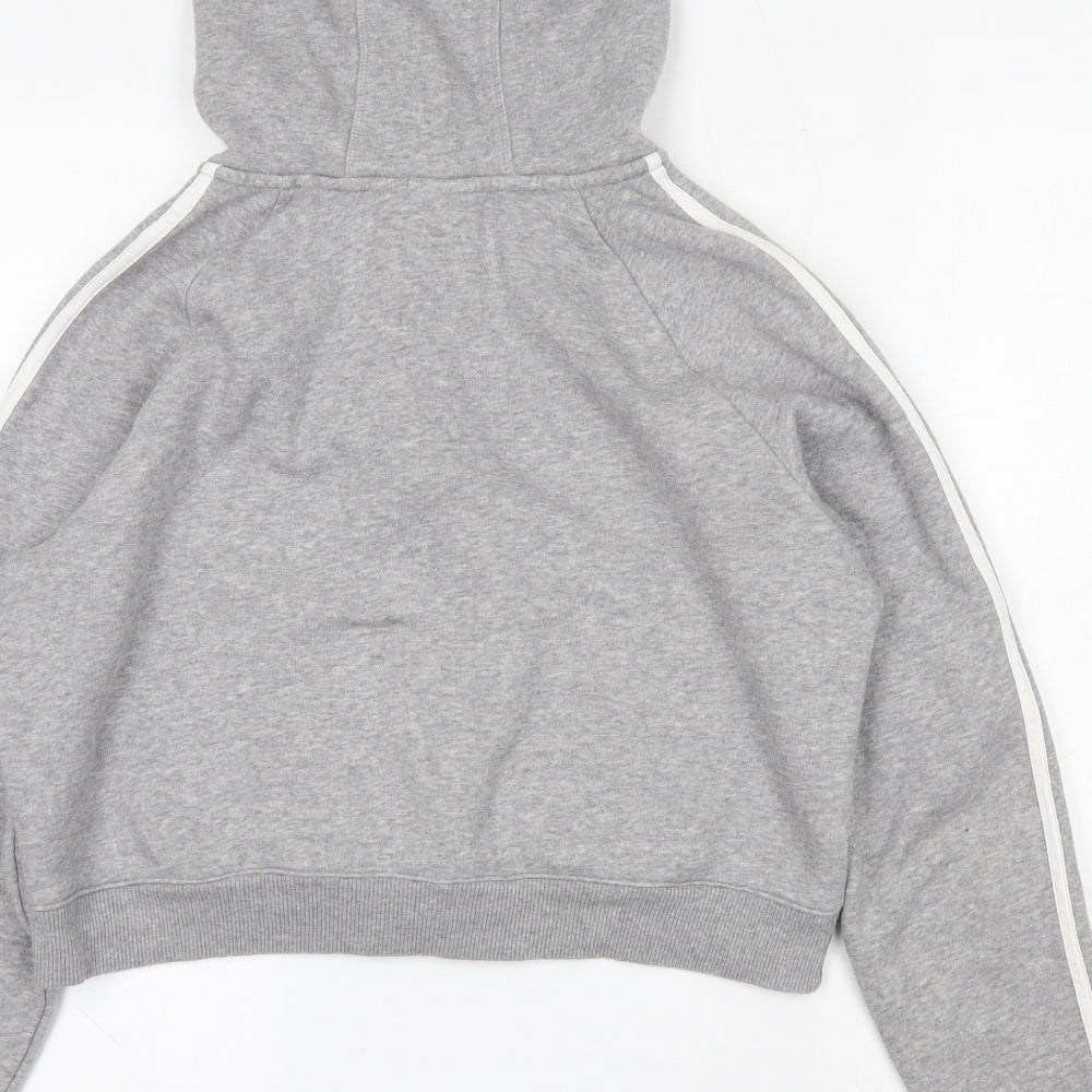 adidas Womens Grey  Cotton Full Zip Hoodie Size 16  Zip - cropped