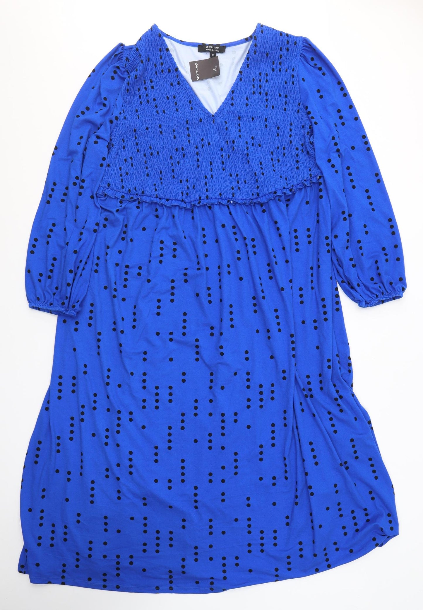 JD Williams Womens Blue Polka Dot Polyester Fit & Flare  Size 22  Round Neck Pullover