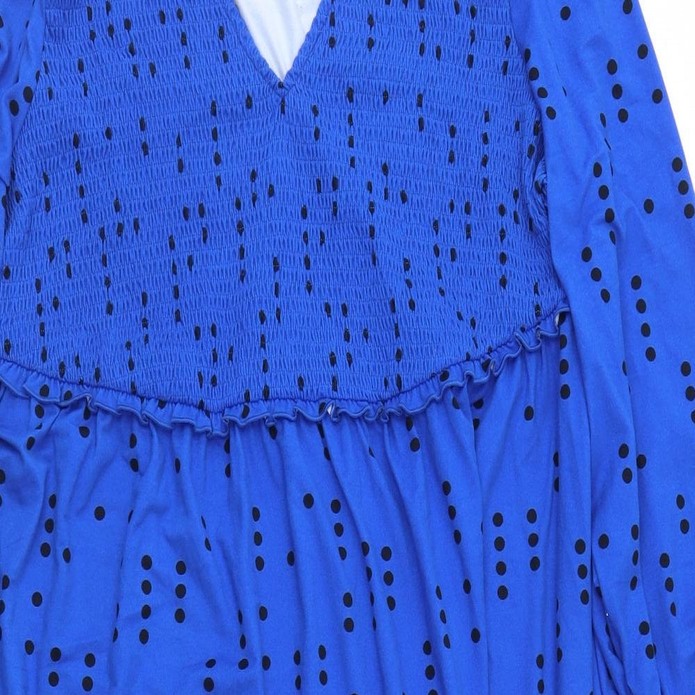 JD Williams Womens Blue Polka Dot Polyester Fit & Flare  Size 22  Round Neck Pullover