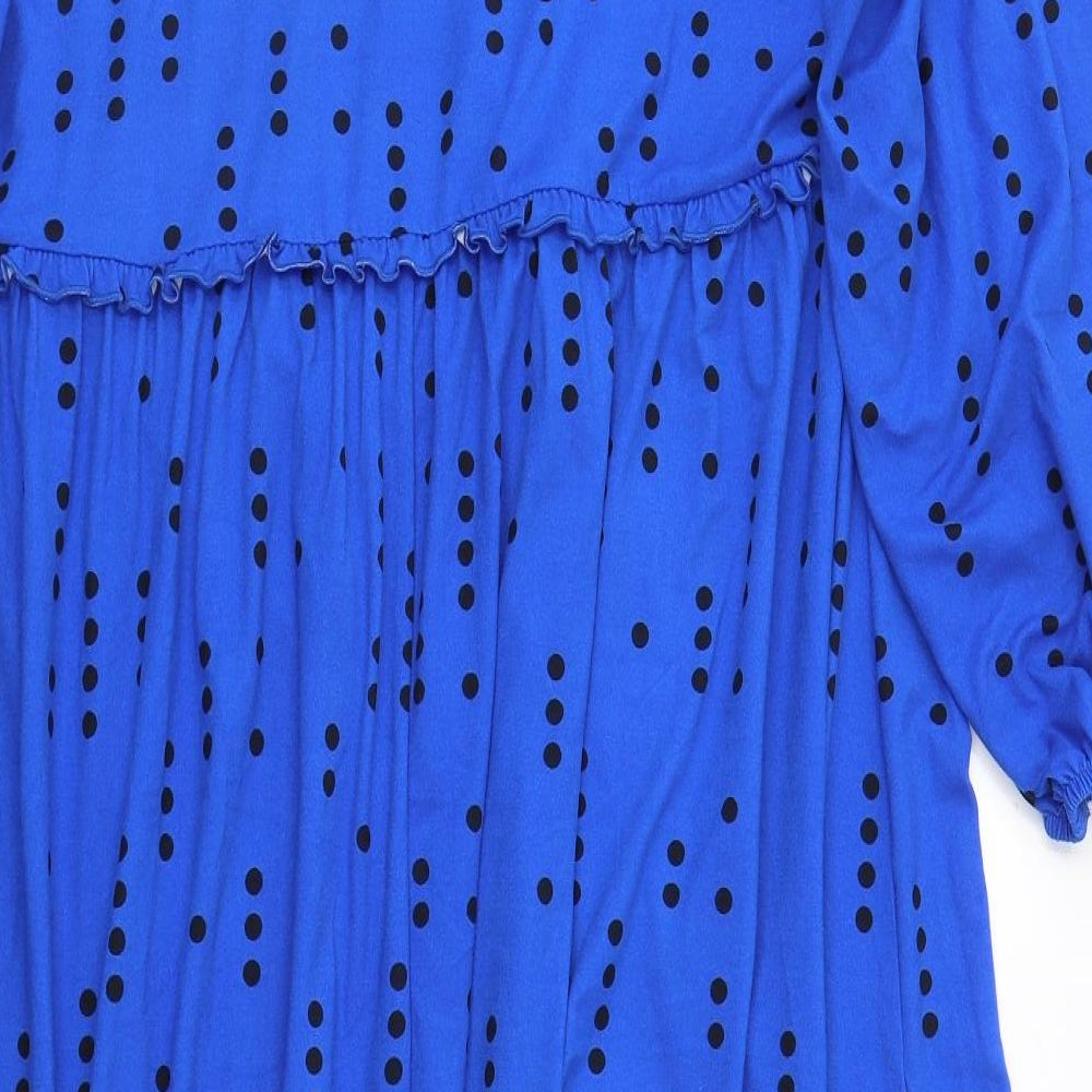 JD Williams Womens Blue Polka Dot Polyester Fit & Flare  Size 22  Round Neck Pullover