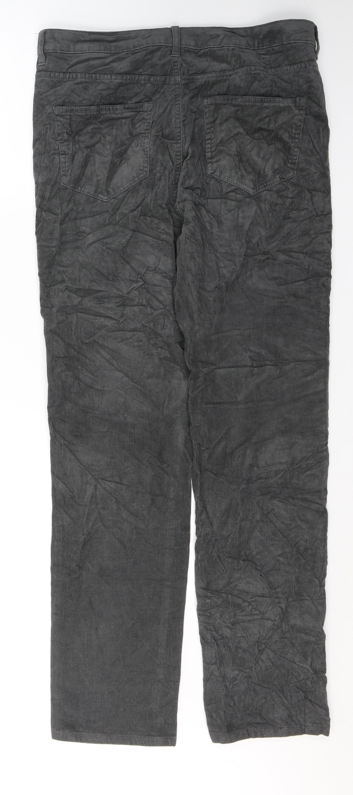 Marks and Spencer Womens Grey  Cotton Straight Jeans Size 14 L29 in Regular Button