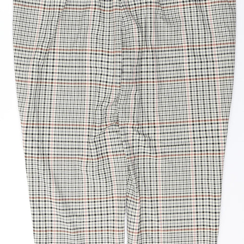 Marks and Spencer Womens Multicoloured Houndstooth Polyester Cropped Trousers Size 16 L26 in Regular Button
