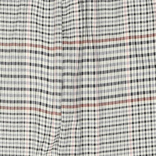 Marks and Spencer Womens Multicoloured Houndstooth Polyester Cropped Trousers Size 16 L26 in Regular Button
