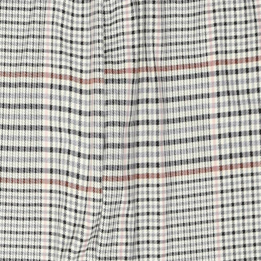 Marks and Spencer Womens Multicoloured Houndstooth Polyester Cropped Trousers Size 16 L26 in Regular Button