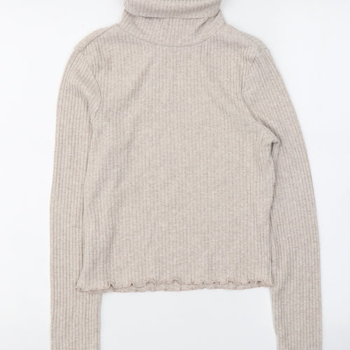 New Look Girls Beige  Polyester Jersey Casual Size 14-15 Years Roll Neck