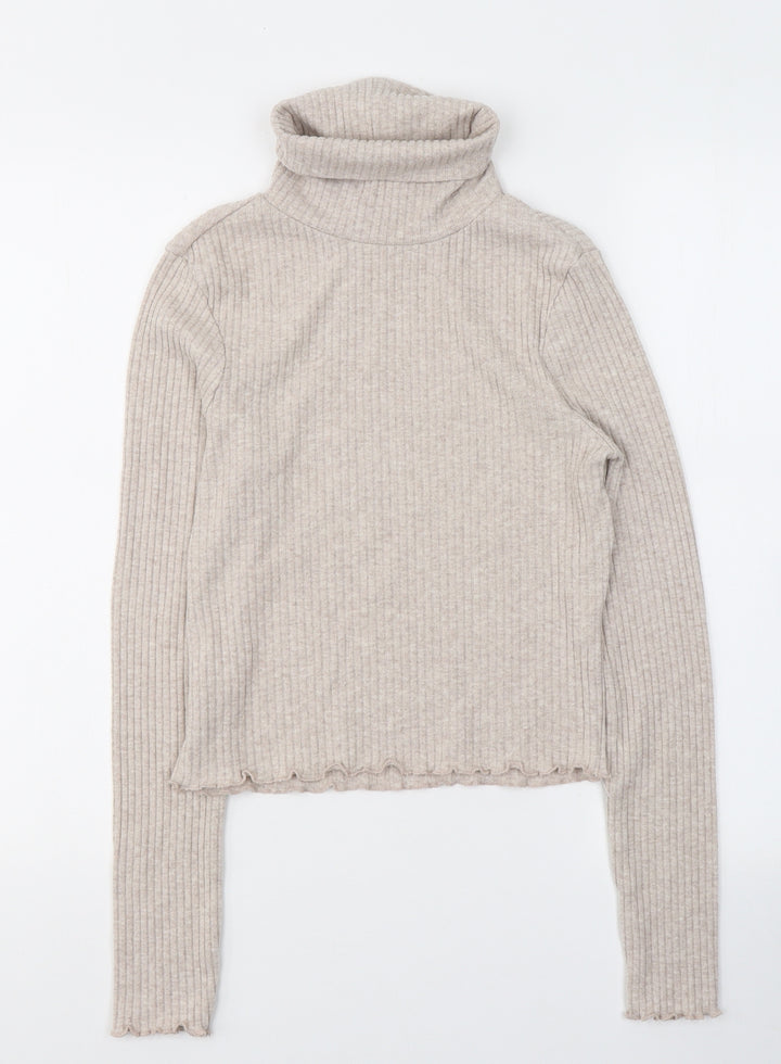New Look Girls Beige  Polyester Jersey Casual Size 14-15 Years Roll Neck