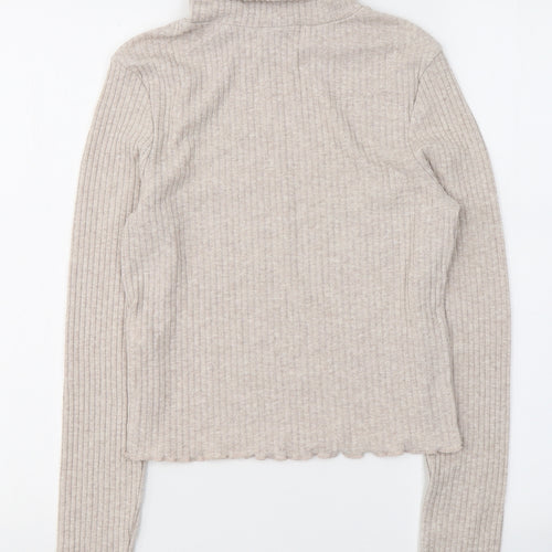 New Look Girls Beige  Polyester Jersey Casual Size 14-15 Years Roll Neck