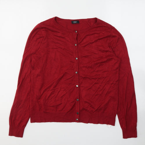 F&F Womens Red  Viscose Jersey Blouse Size 14 Round Neck