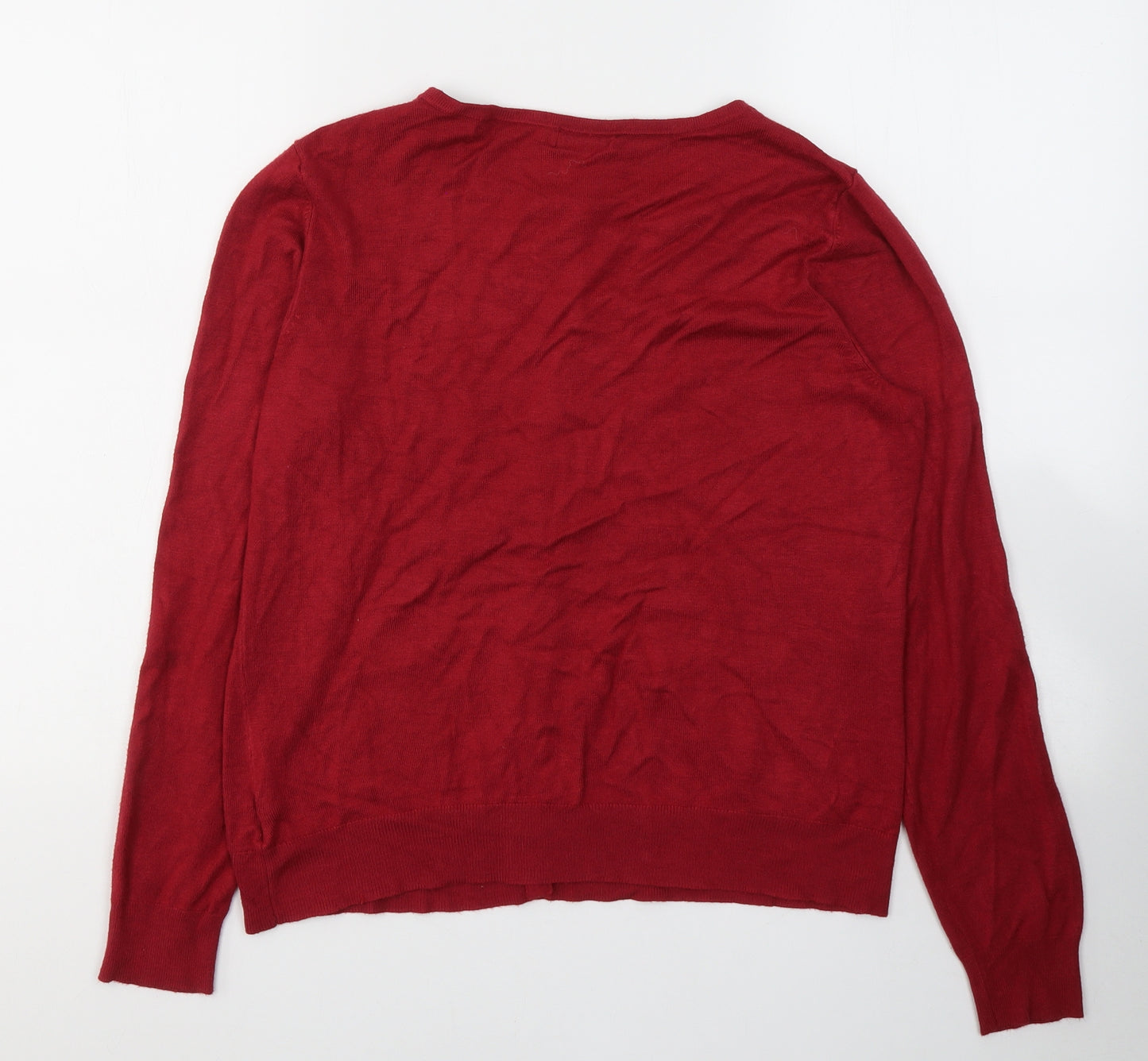 F&F Womens Red  Viscose Jersey Blouse Size 14 Round Neck