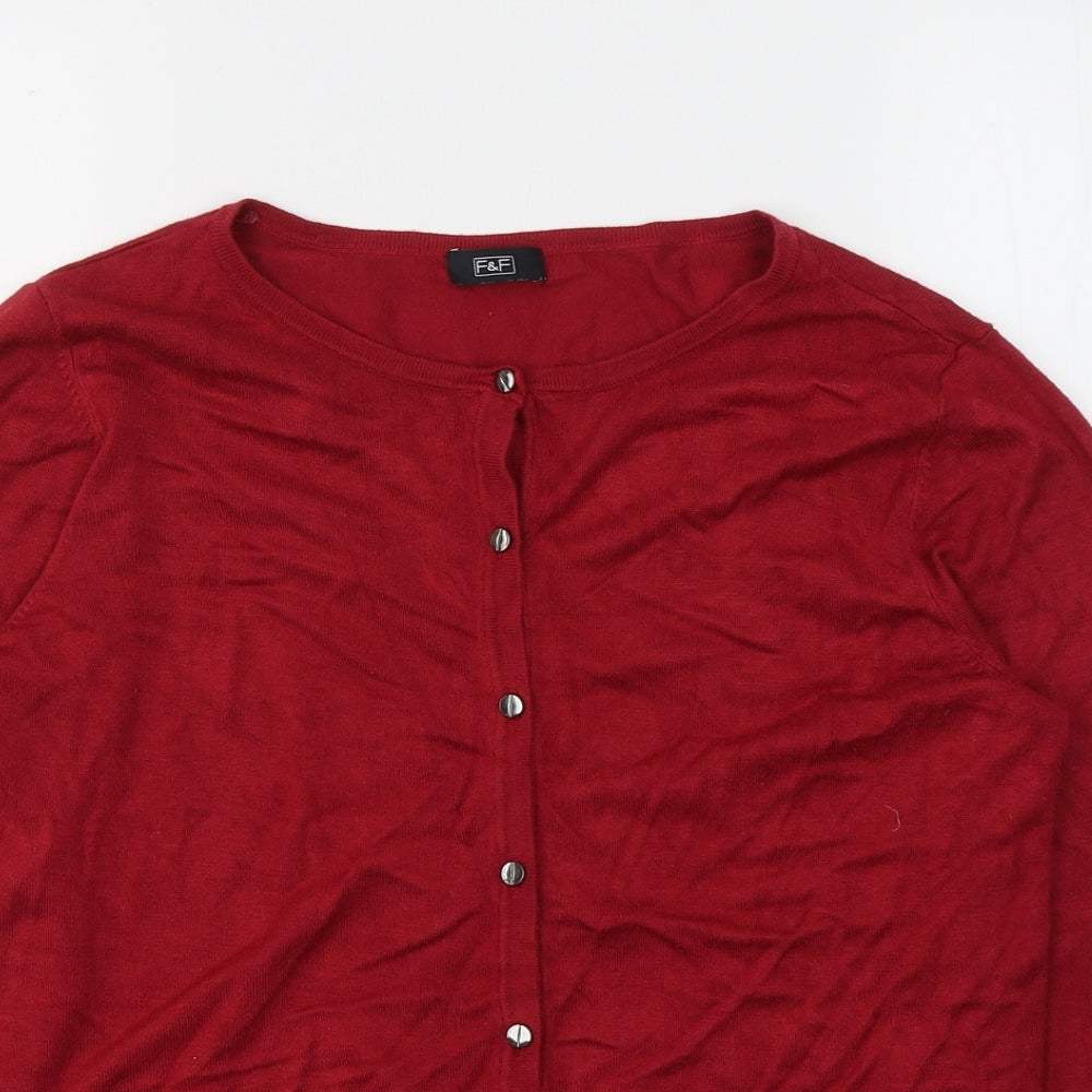 F&F Womens Red  Viscose Jersey Blouse Size 14 Round Neck