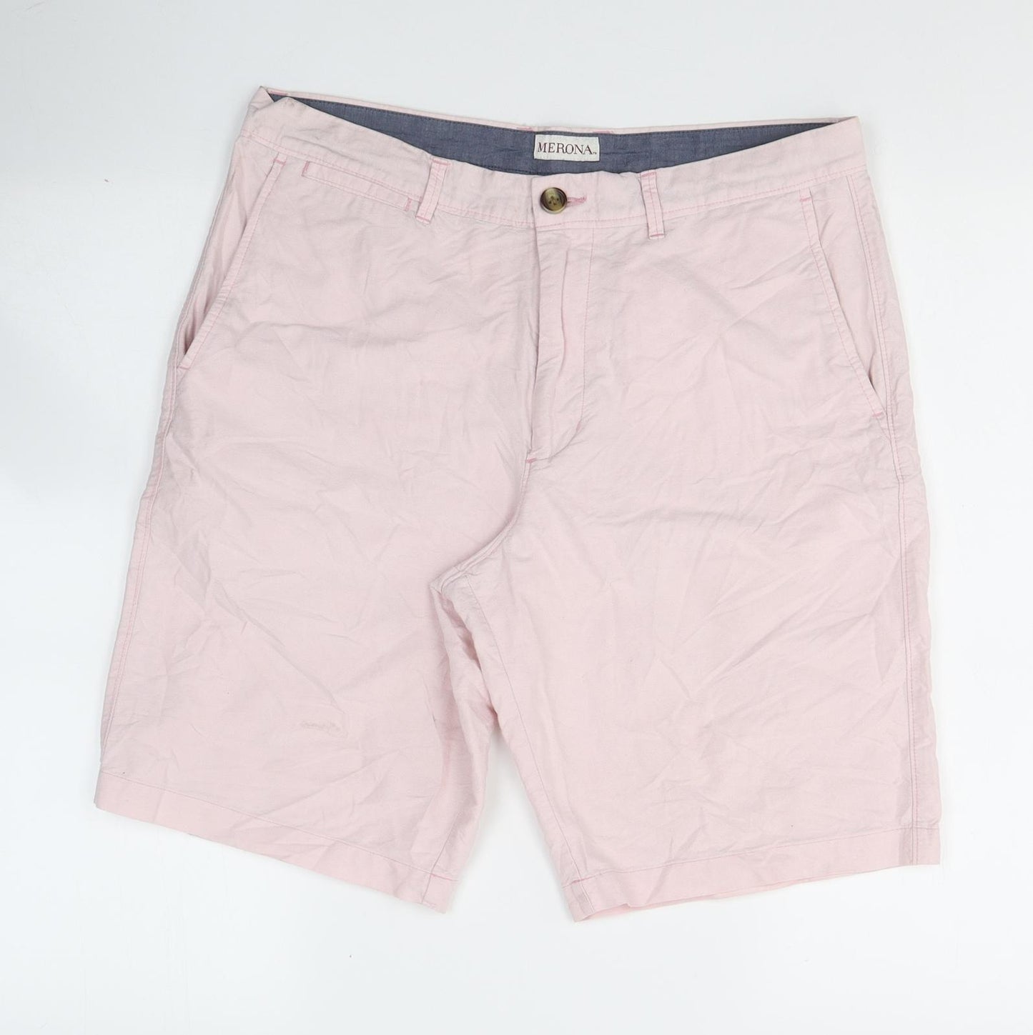 Merona Mens Pink  Cotton Bermuda Shorts Size 32 in L11 in Regular Button