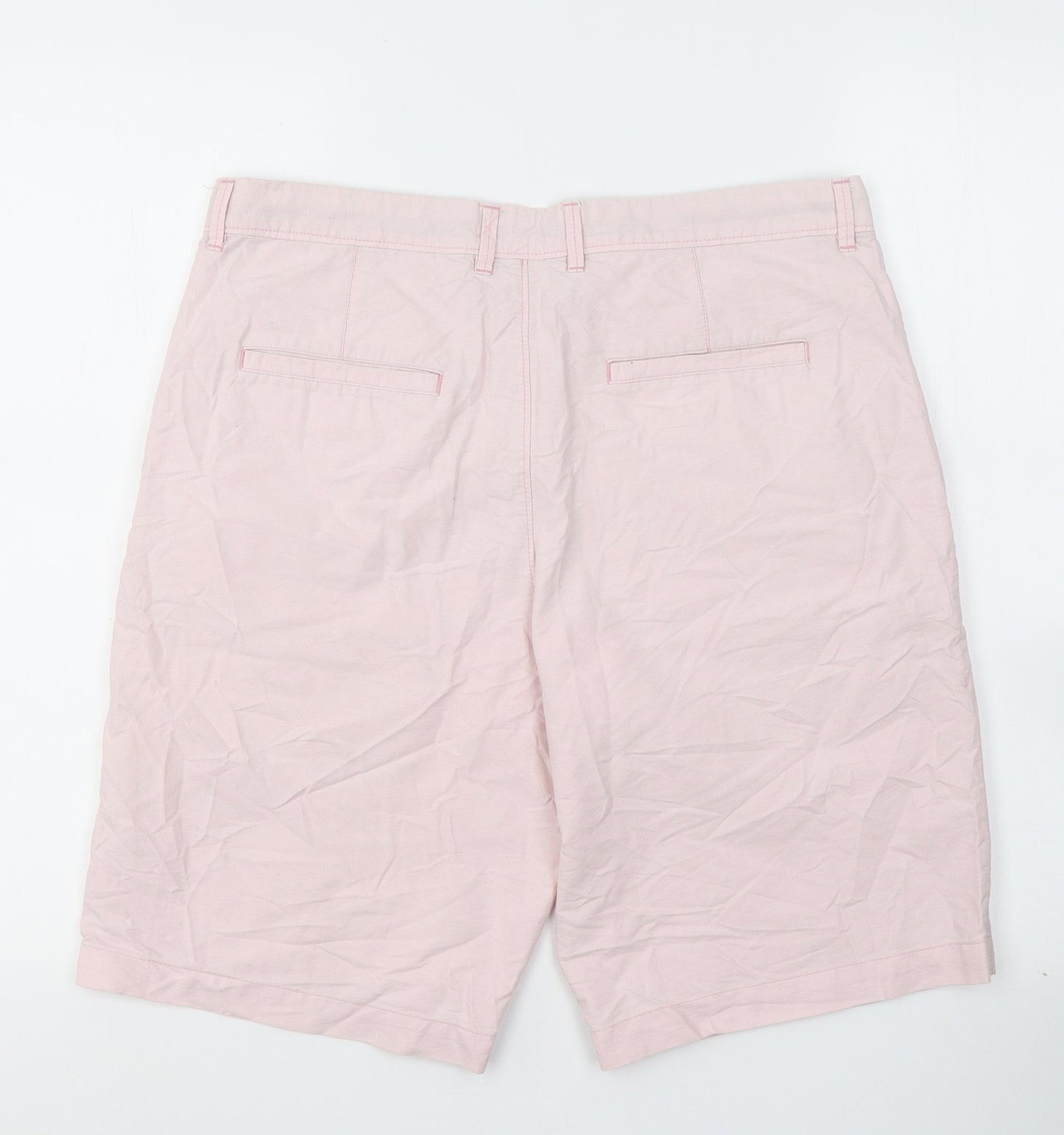 Merona Mens Pink  Cotton Bermuda Shorts Size 32 in L11 in Regular Button