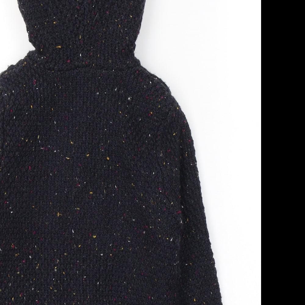 George Boys Black Herringbone Acrylic Cardigan Hoodie Size 2-3 Years  Zip
