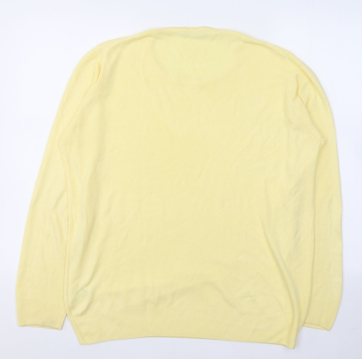 Marks and Spencer Womens Yellow  Acrylic Basic Blouse Size 20 Round Neck