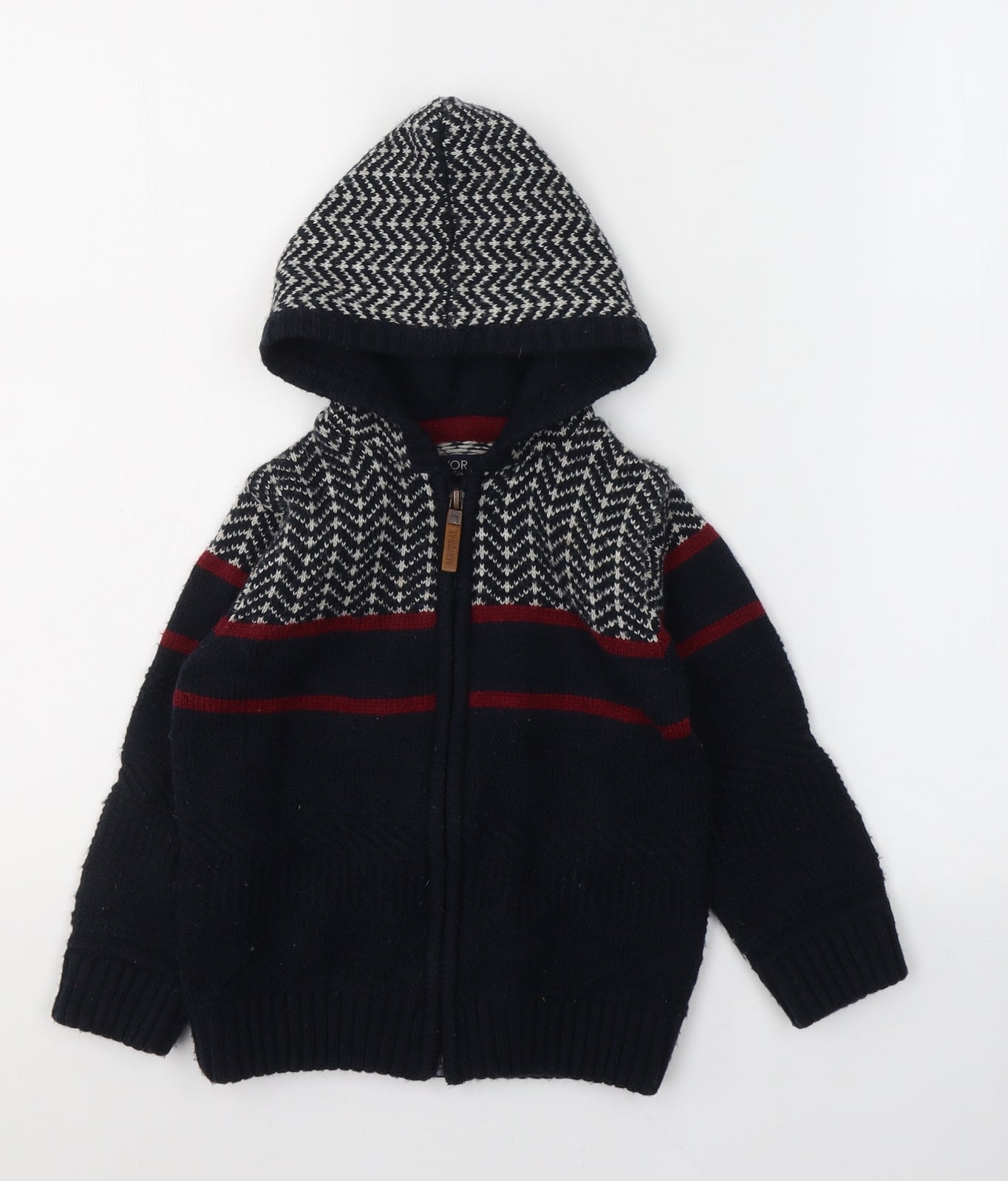 Mayoral Boys Blue Fair Isle Acrylic Full Zip Hoodie Size 4 Years  Zip