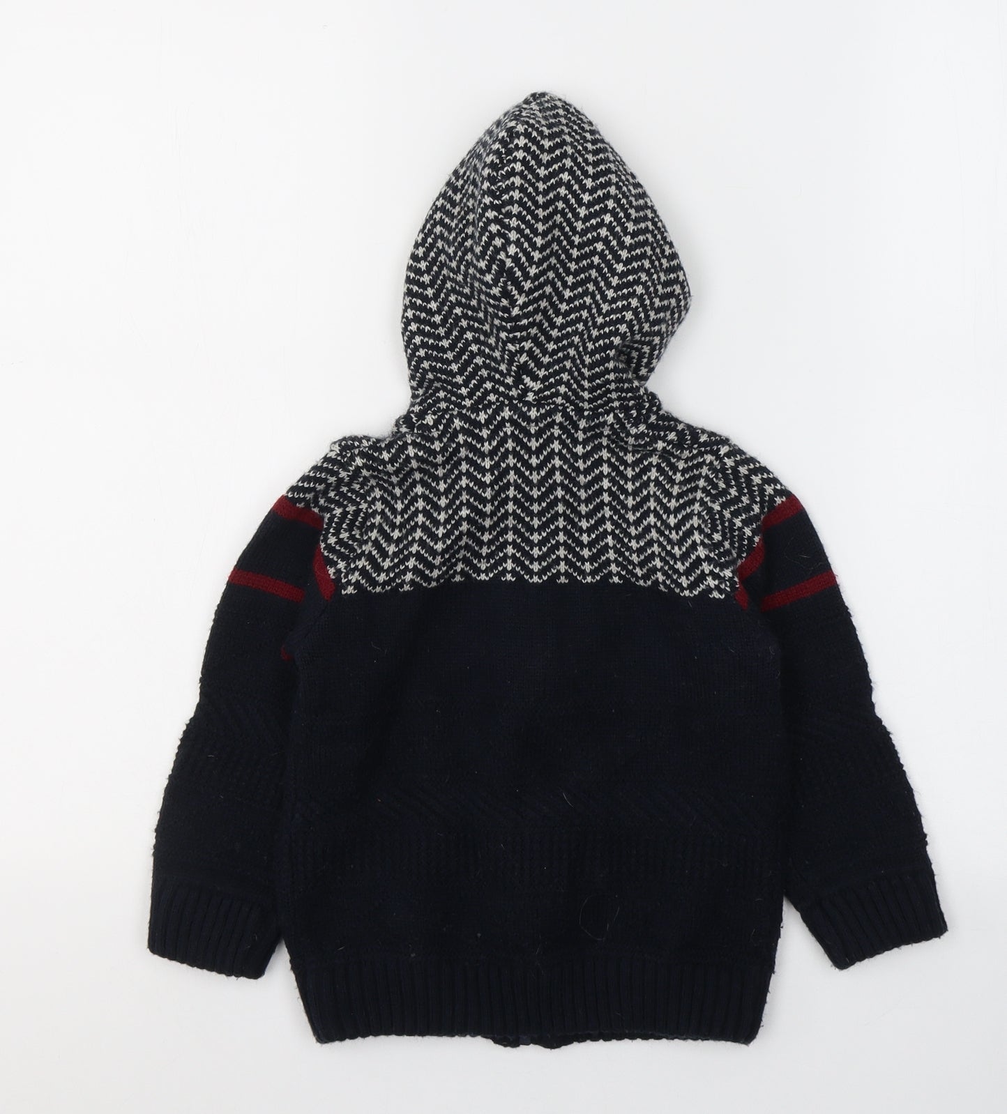 Mayoral Boys Blue Fair Isle Acrylic Full Zip Hoodie Size 4 Years  Zip