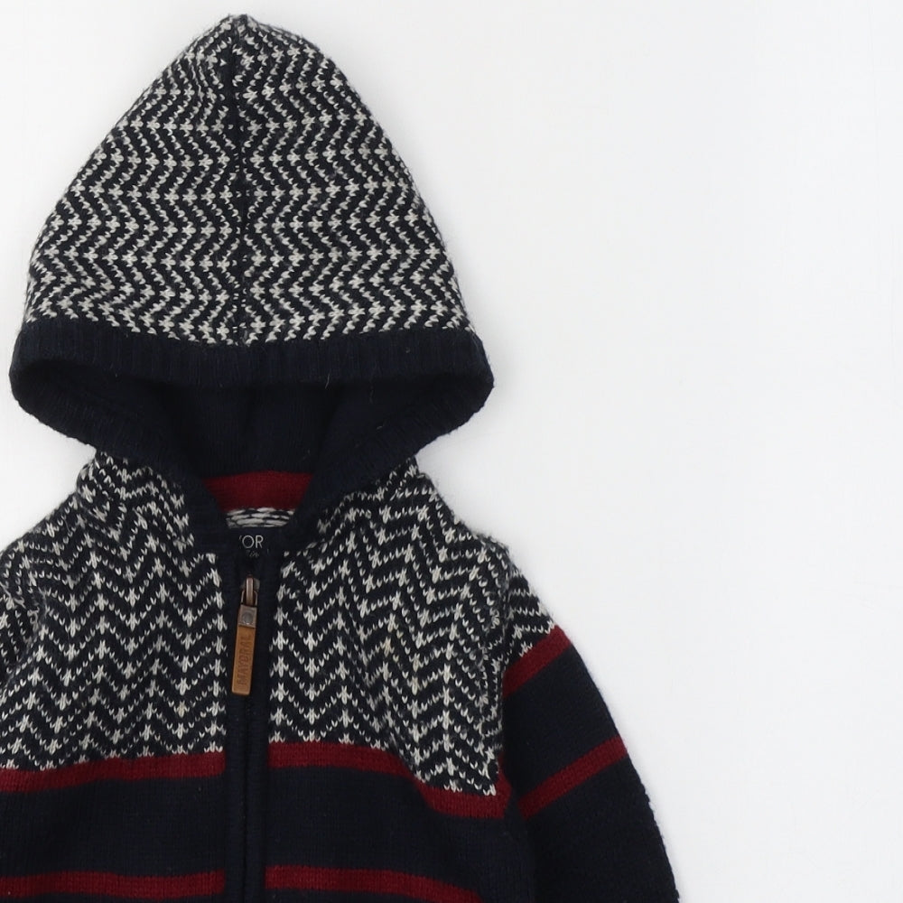 Mayoral Boys Blue Fair Isle Acrylic Full Zip Hoodie Size 4 Years  Zip