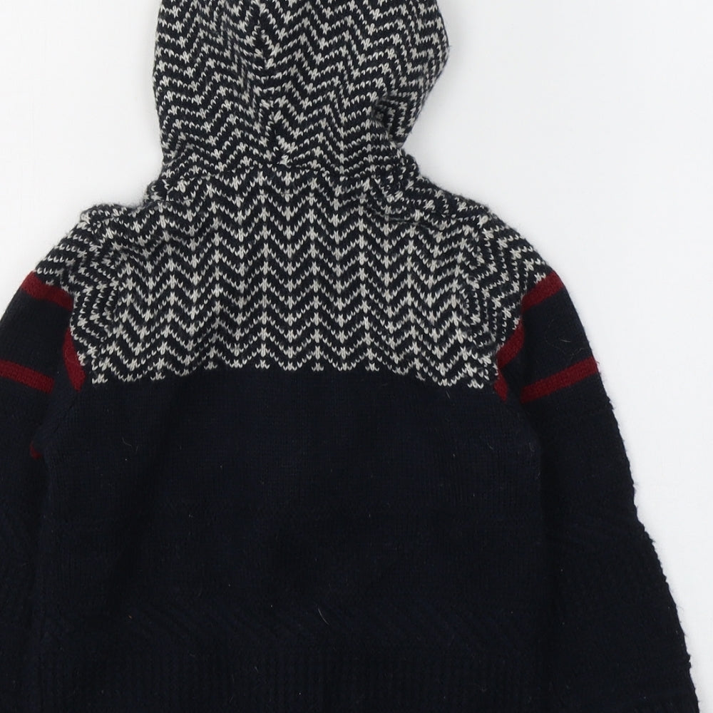 Mayoral Boys Blue Fair Isle Acrylic Full Zip Hoodie Size 4 Years  Zip