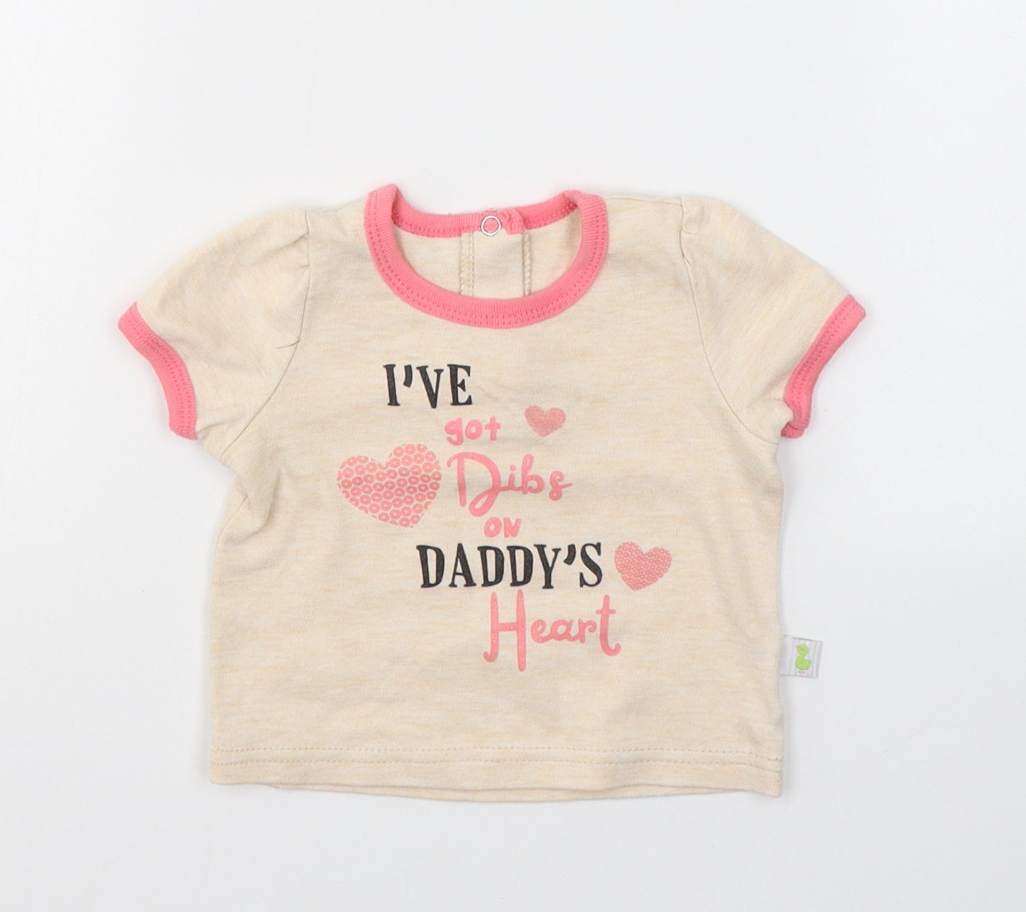 Duck Duck Goose Girls Beige  Cotton Pullover T-Shirt Size 12 Months Round Neck Pullover