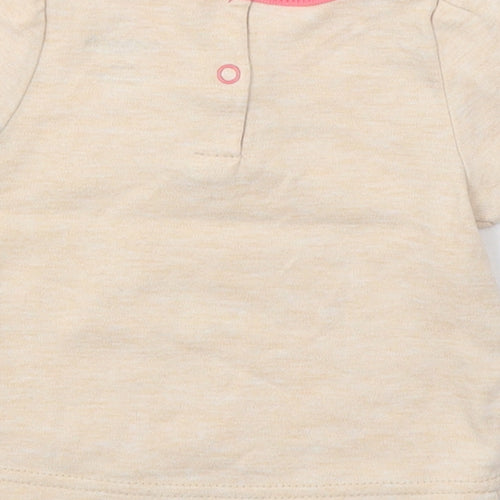 Duck Duck Goose Girls Beige  Cotton Pullover T-Shirt Size 12 Months Round Neck Pullover