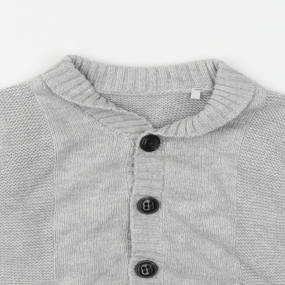 TU Boys Grey  100% Cotton Cardigan Jumper Size 18-24 Months  Button