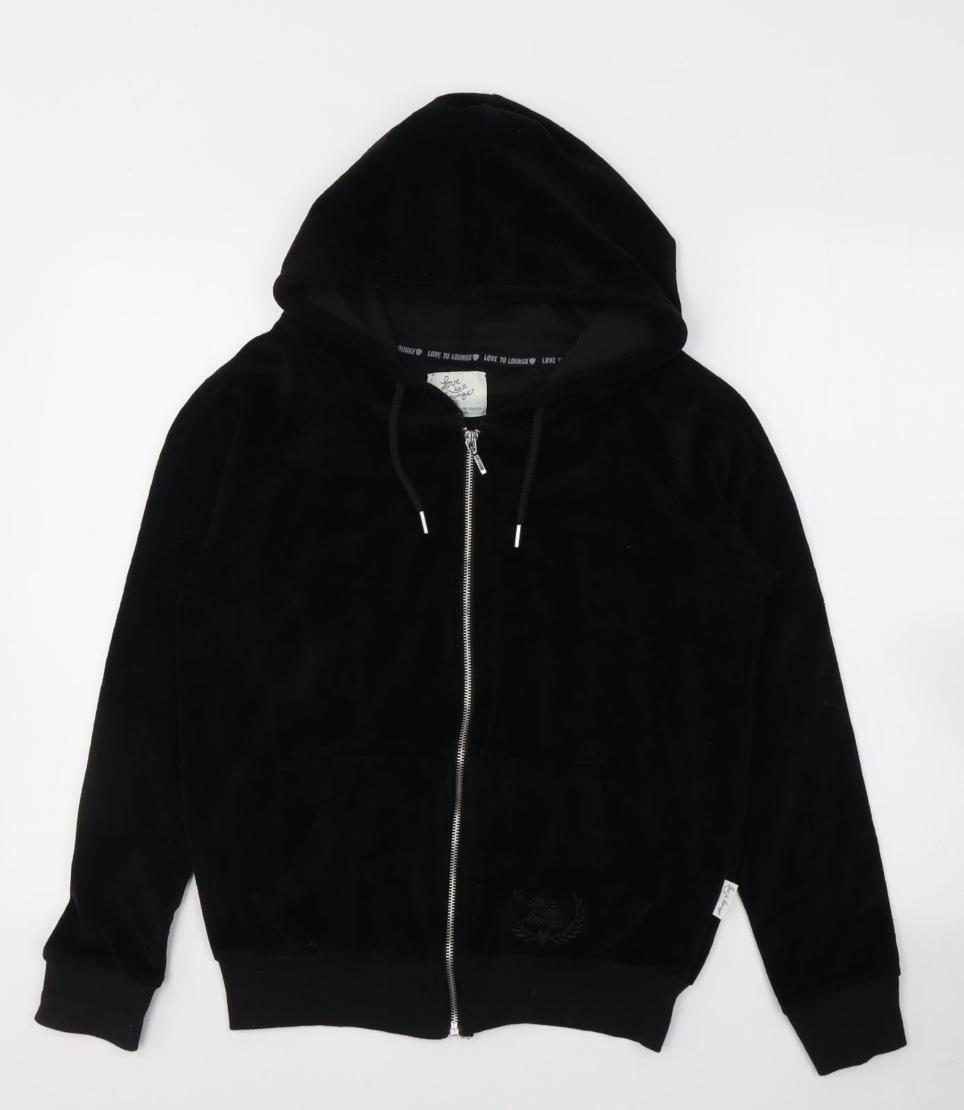 Primark Womens Black  Cotton Full Zip Hoodie Size S  Zip