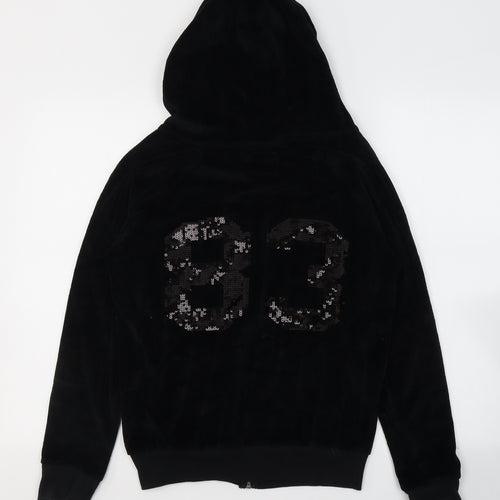 Primark Womens Black  Cotton Full Zip Hoodie Size S  Zip