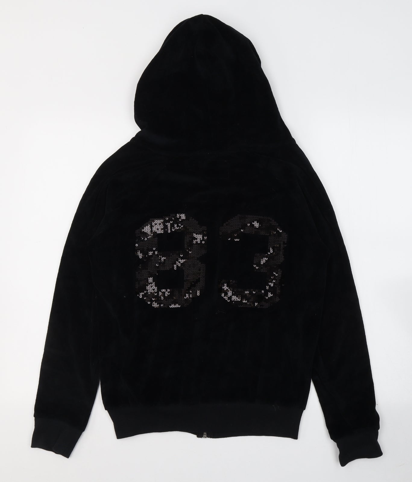 Primark Womens Black  Cotton Full Zip Hoodie Size S  Zip